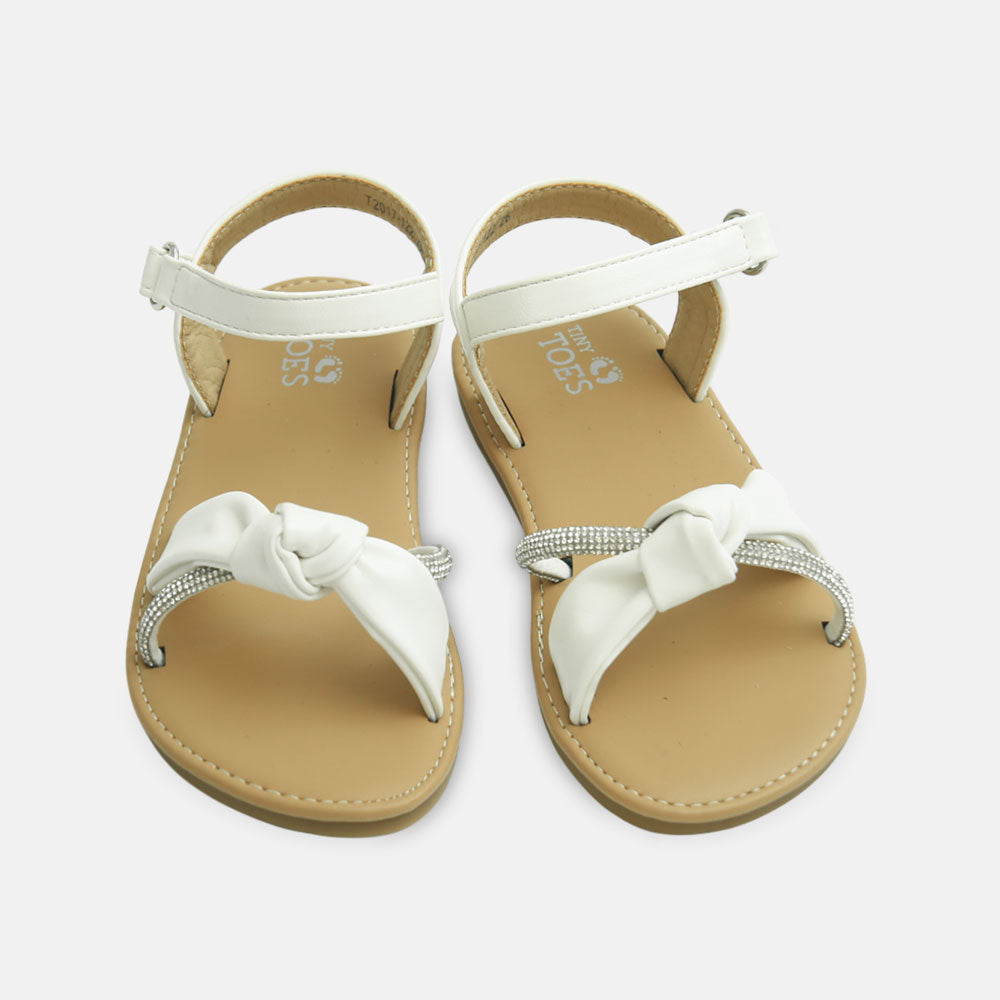 Girls Glitter Strap White Sandals