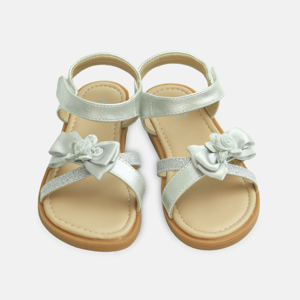 Girls Silver Floral Sandals