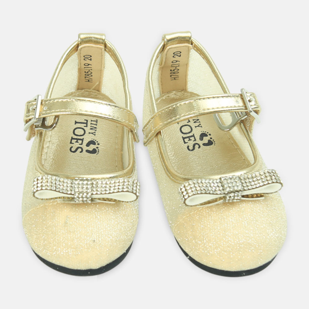 Girl Shoes Shimmering Gold Party Flats