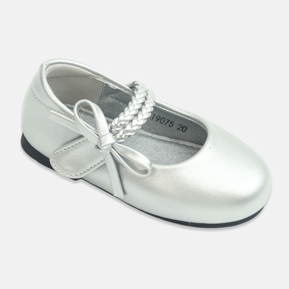 Girl Shoes Silver Braided Party