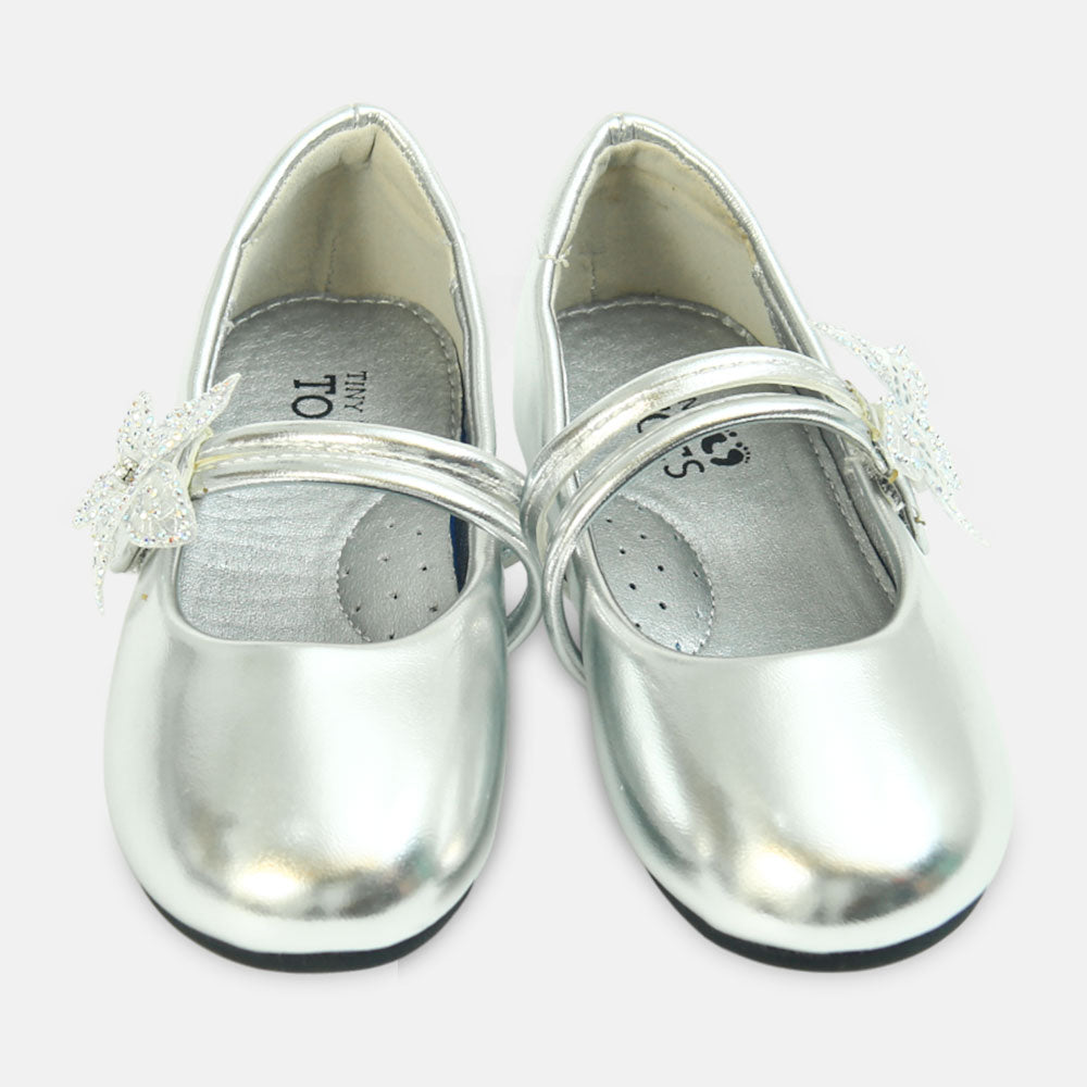 Girl Shoes Blush Flower Silver