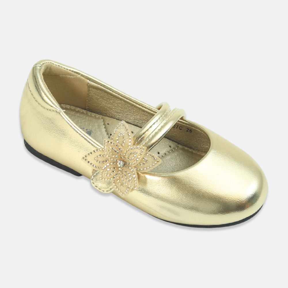 Girl Shoes Blush Flower Gold