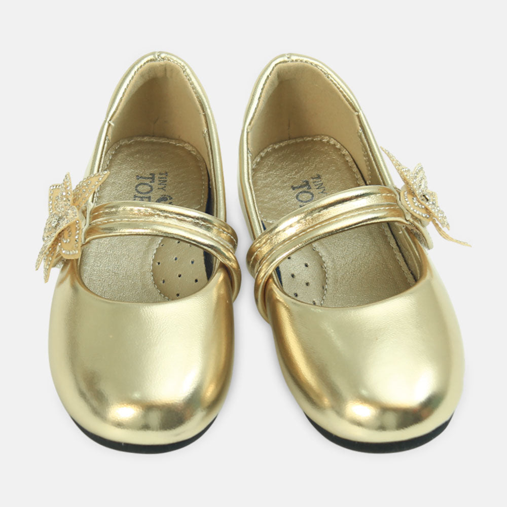 Girl Shoes Blush Flower Gold