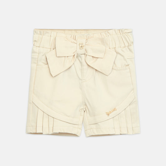 Cream Bow-Accent Shorts