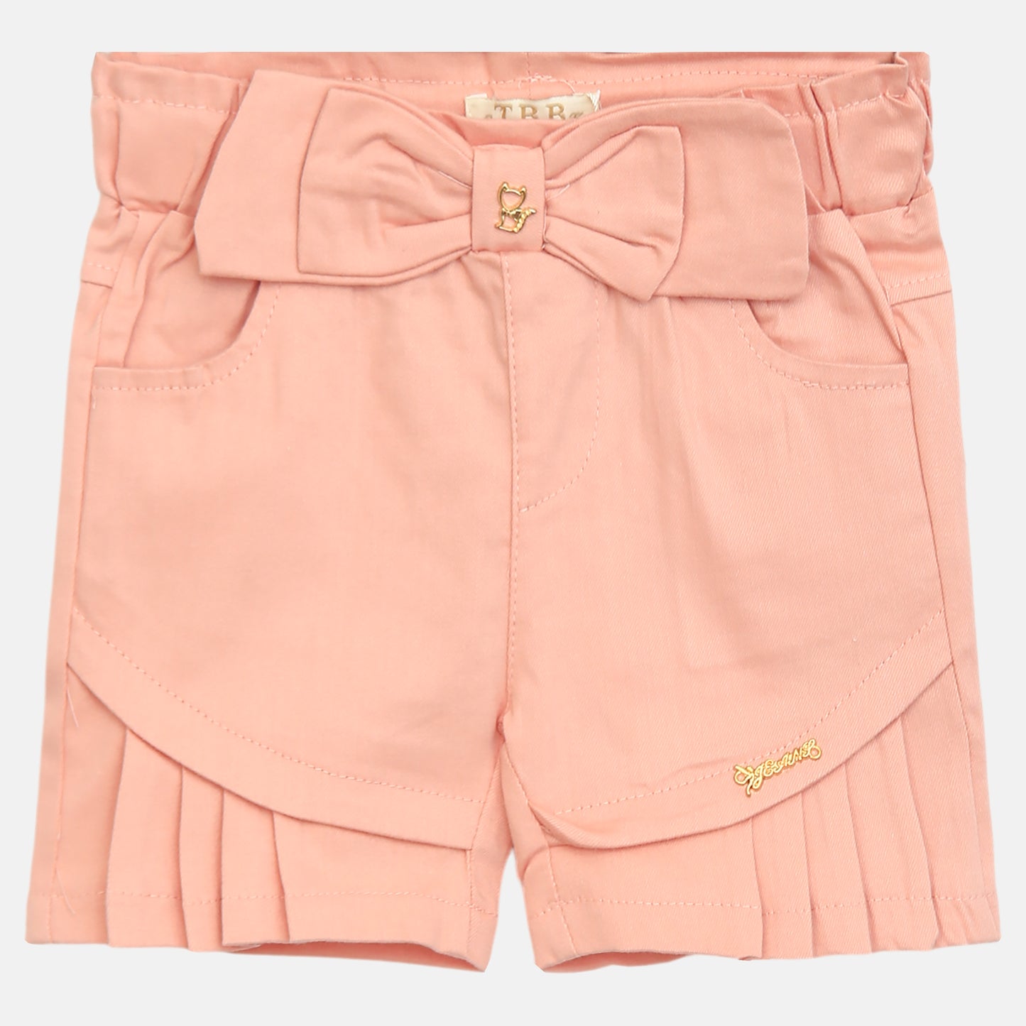 Peach Bow-Accent Shorts