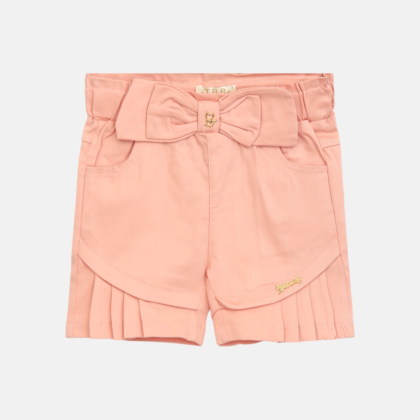 Peach Bow-Accent Shorts