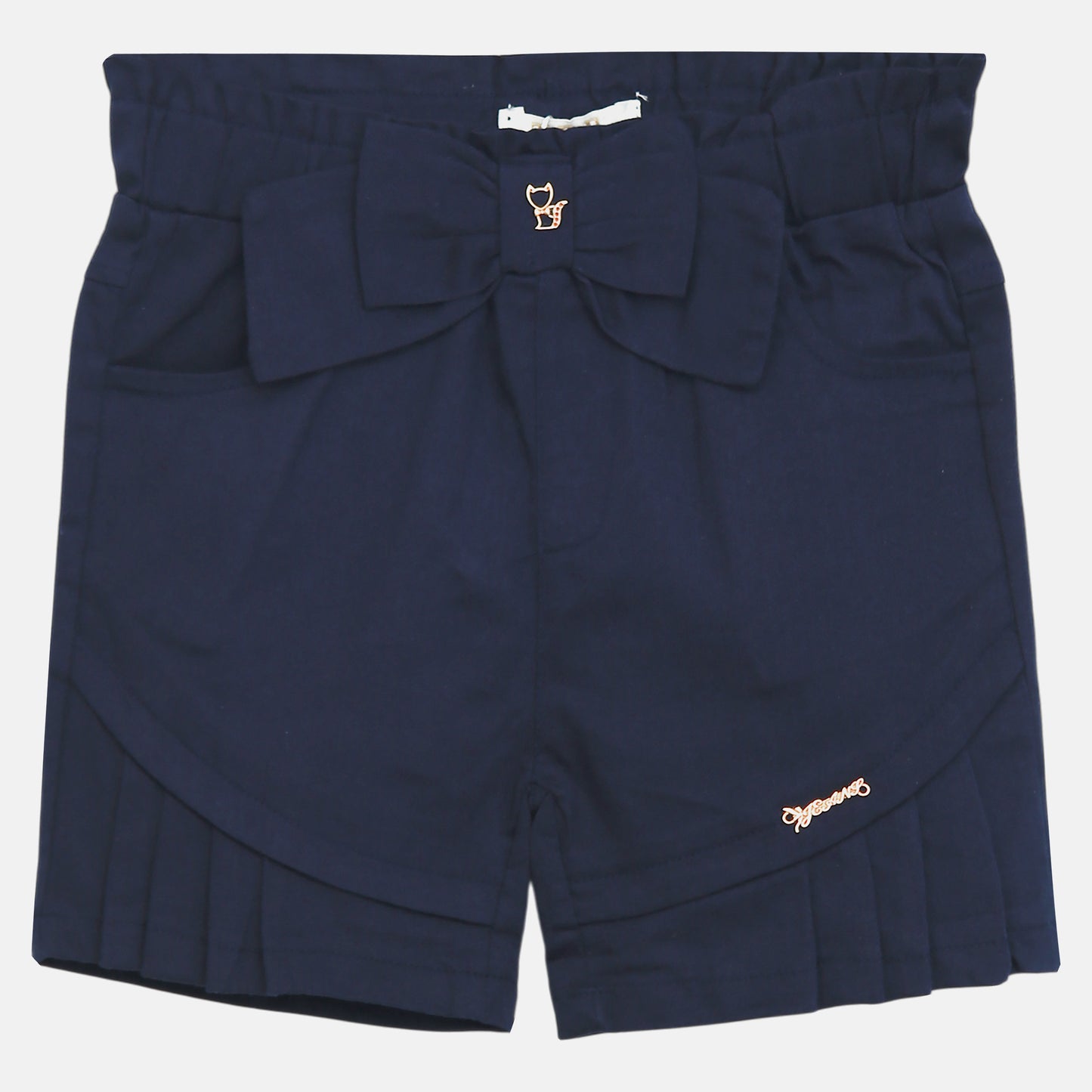 Navy Bow-Accent Shorts