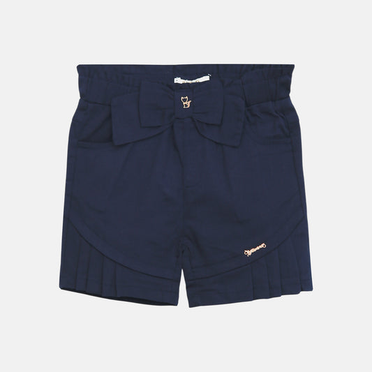 Navy Bow-Accent Shorts
