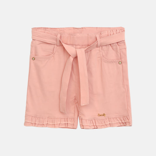 Peach Ruffle-Trim Shorts