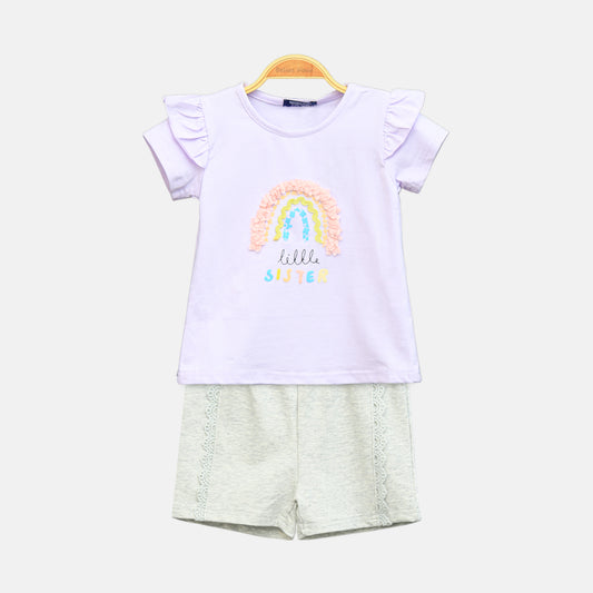 Girl’s Lavender Little Sister Rainbow Ruffle Set