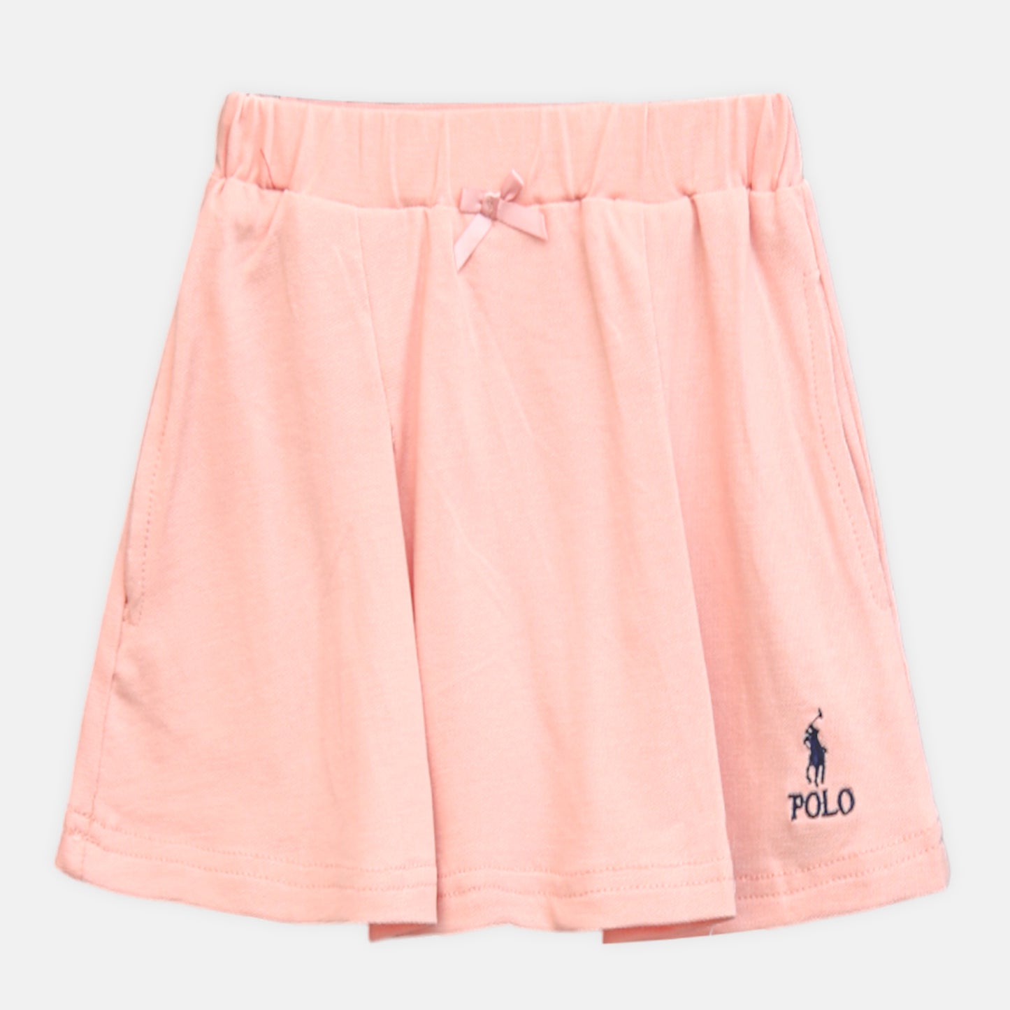 Girl's Peach Scalloped Polo Shirt and Skirt Set