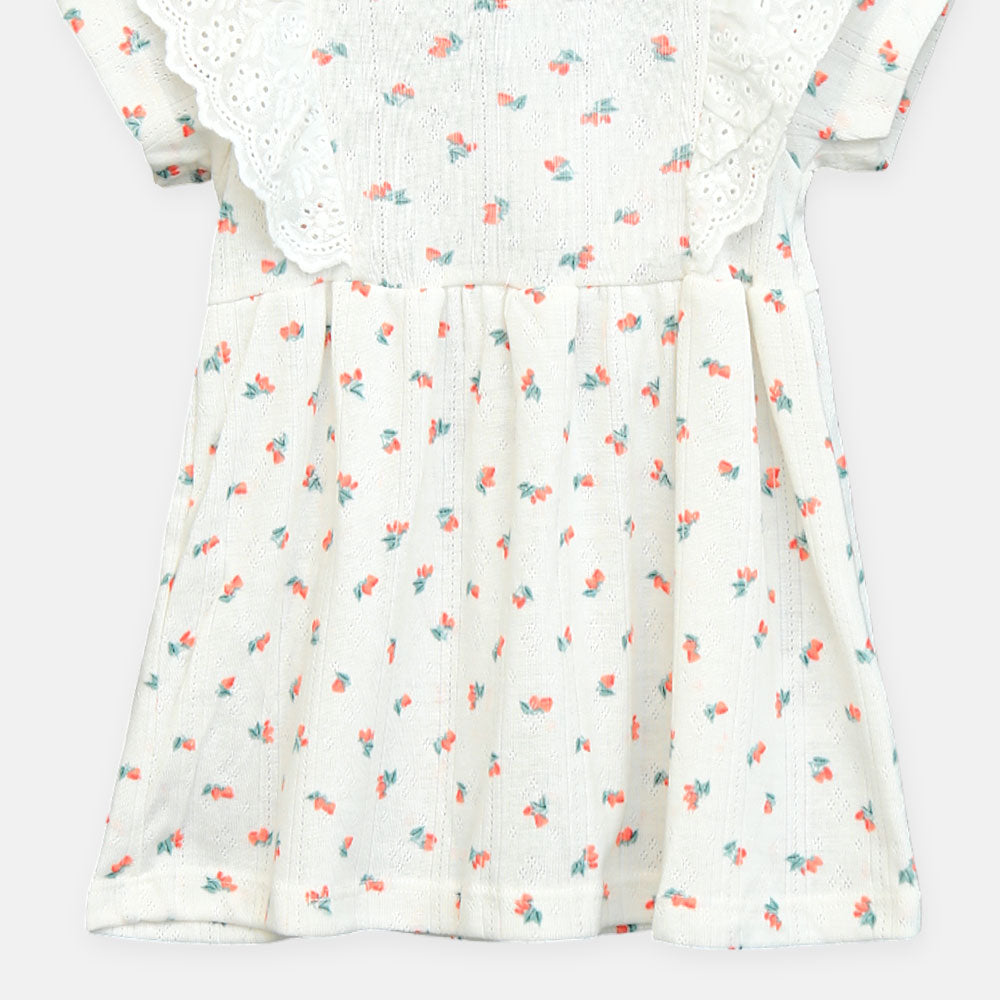 Girls White Cherry Print Tee
