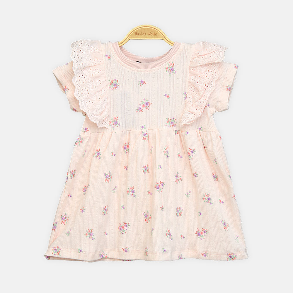 Girls Pink Floral Polo Tee