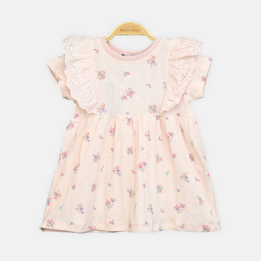 Girls Pink Floral Polo Tee