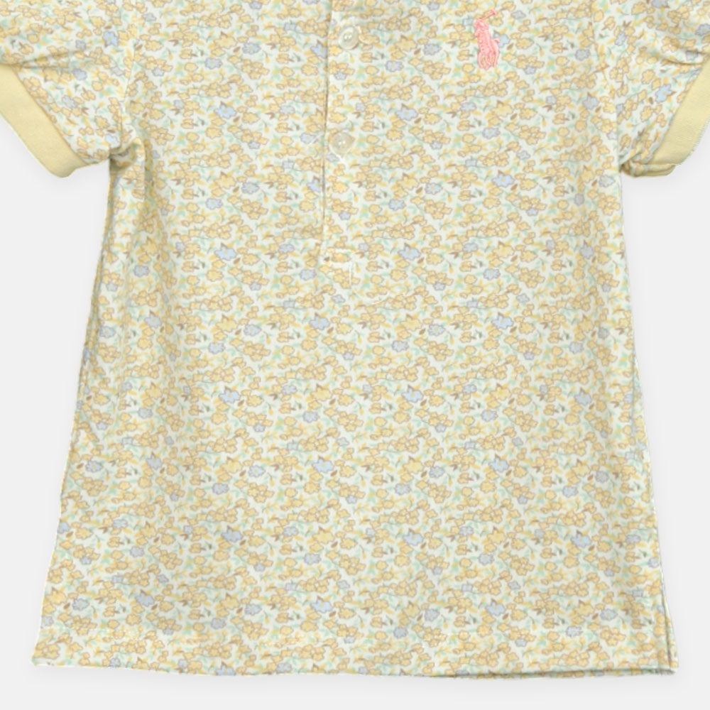 Girls Yellow Leopard Collar Tee
