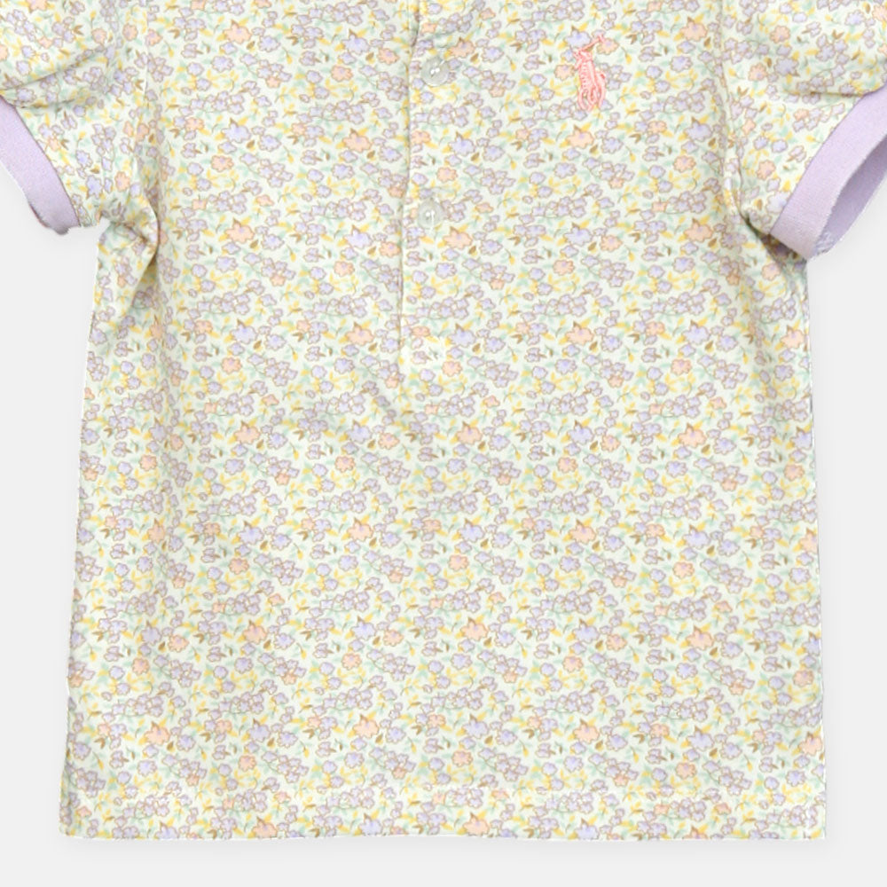 Girls Leopard Collar Tee