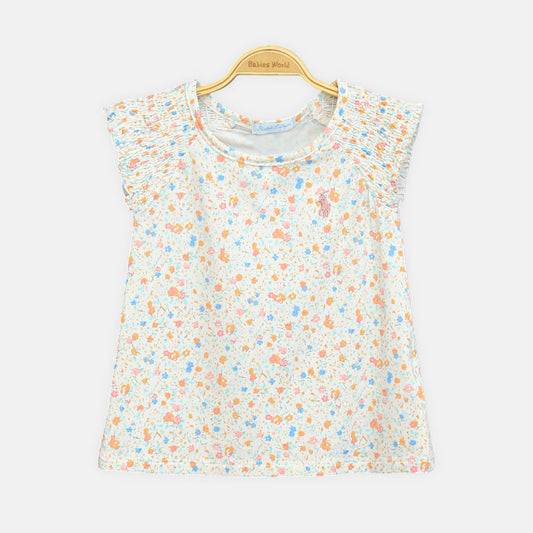 Girls Multicolor Polka Dot Tee