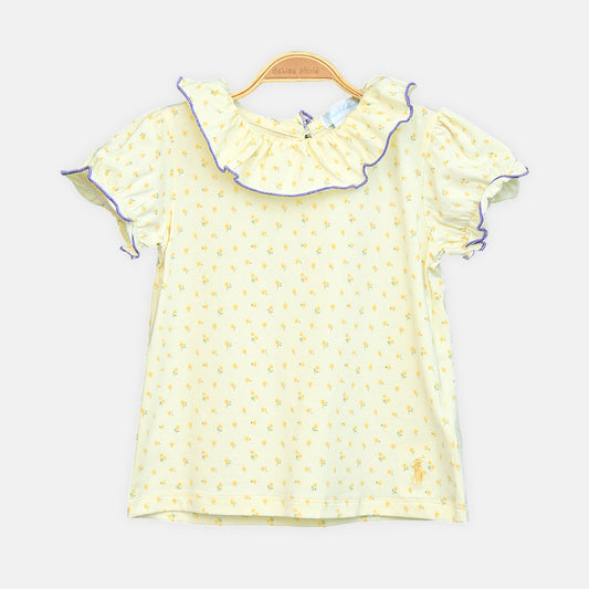 Girls Cream Polka Dot Tee