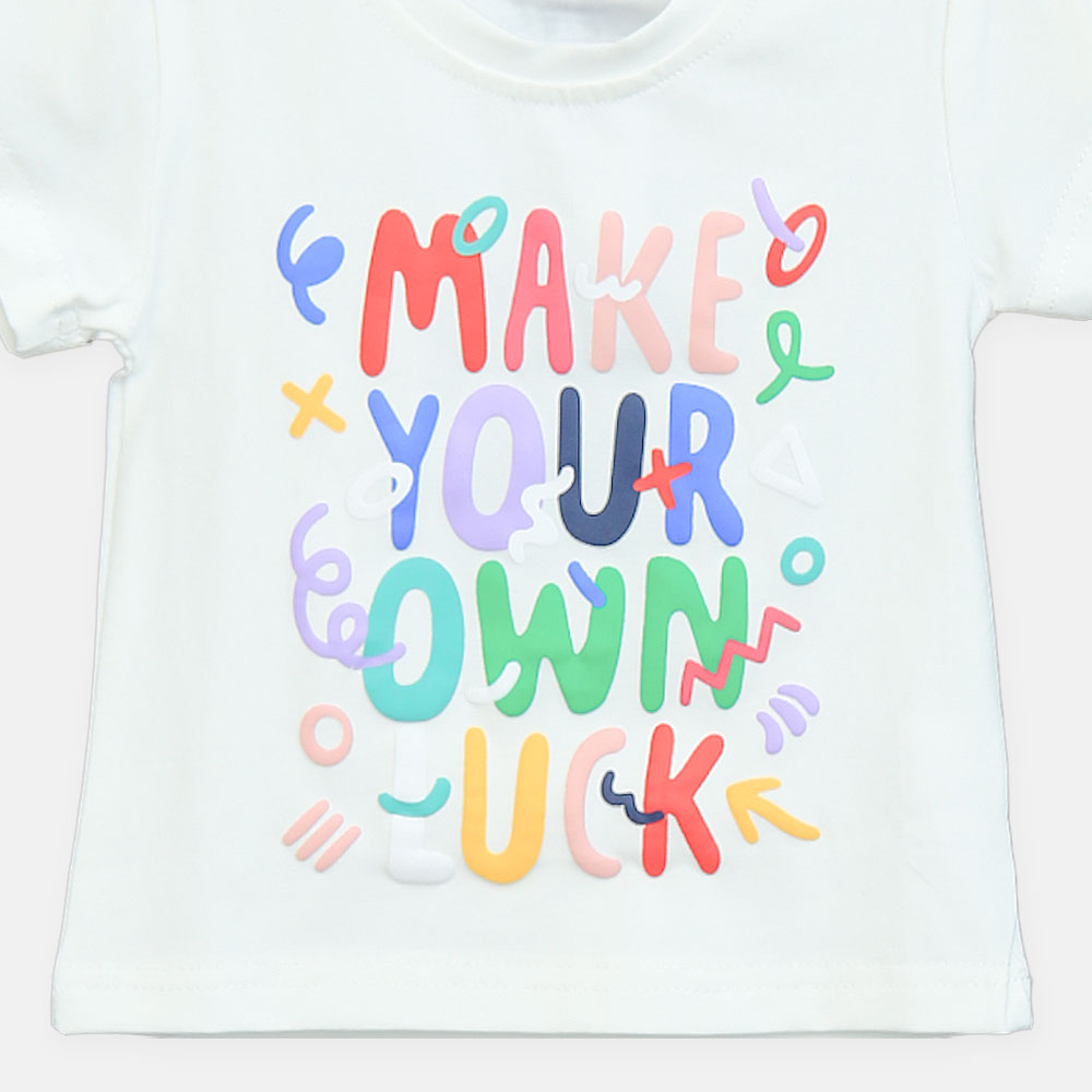 Girls White Puff-Print Graphic Tee