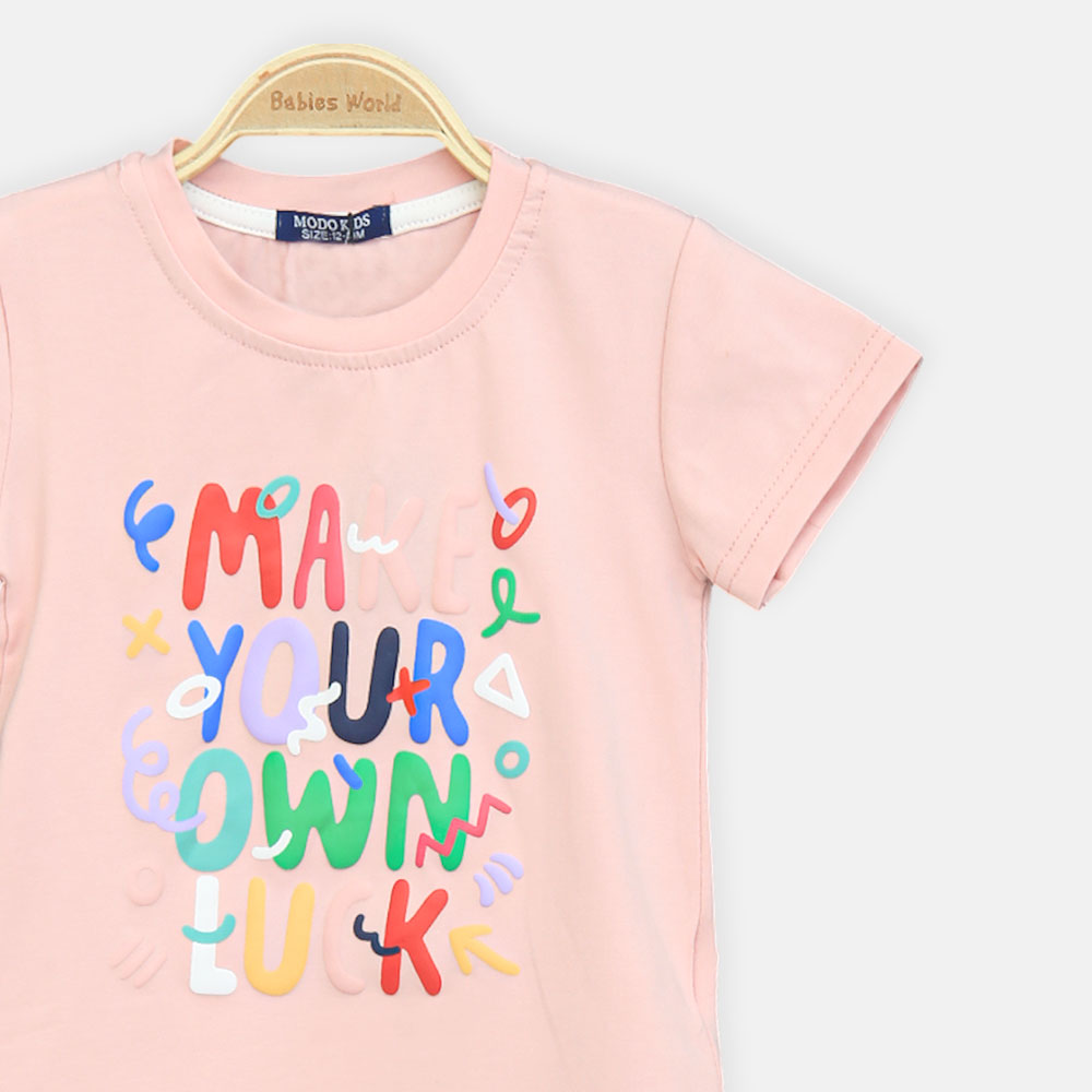 Girls Pink Puff-Print Graphic Tee