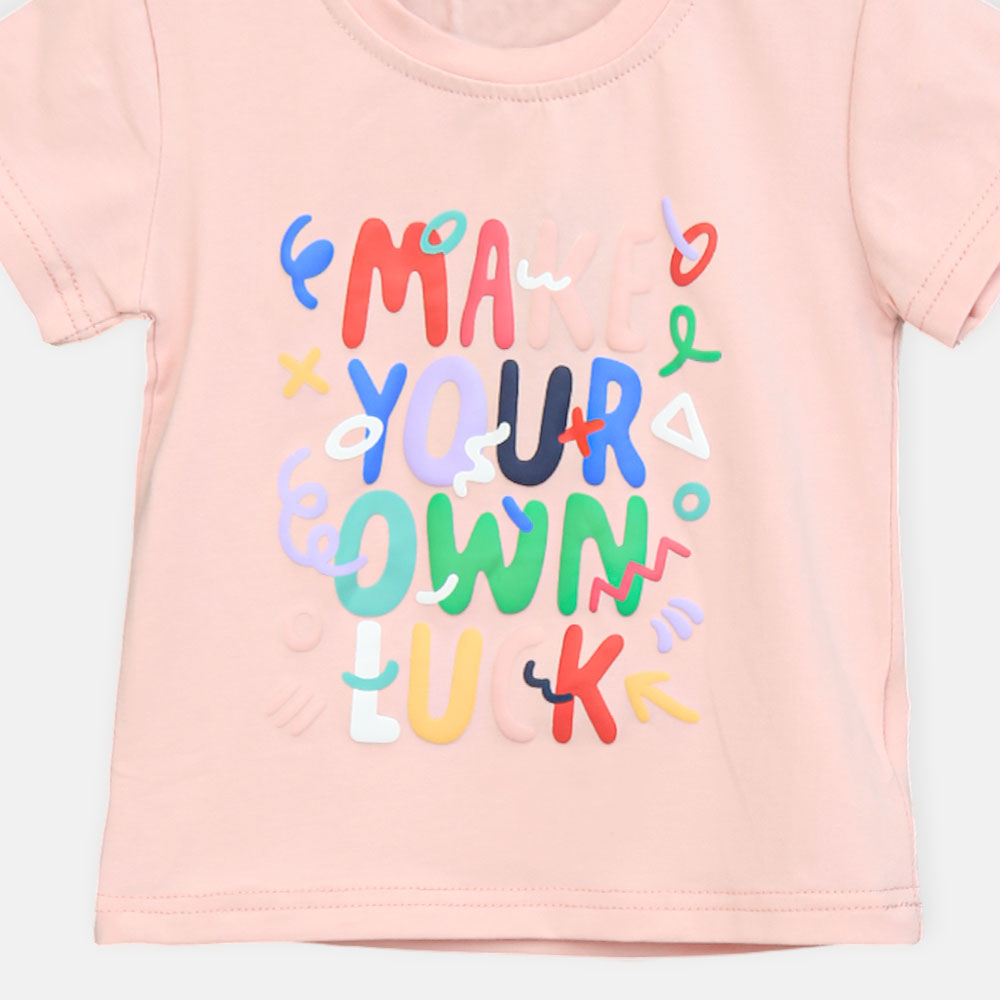 Girls Pink Puff-Print Graphic Tee