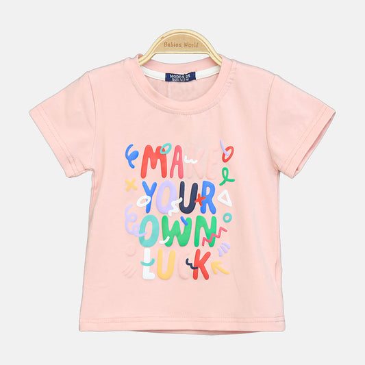 Girls Pink Puff-Print Graphic Tee