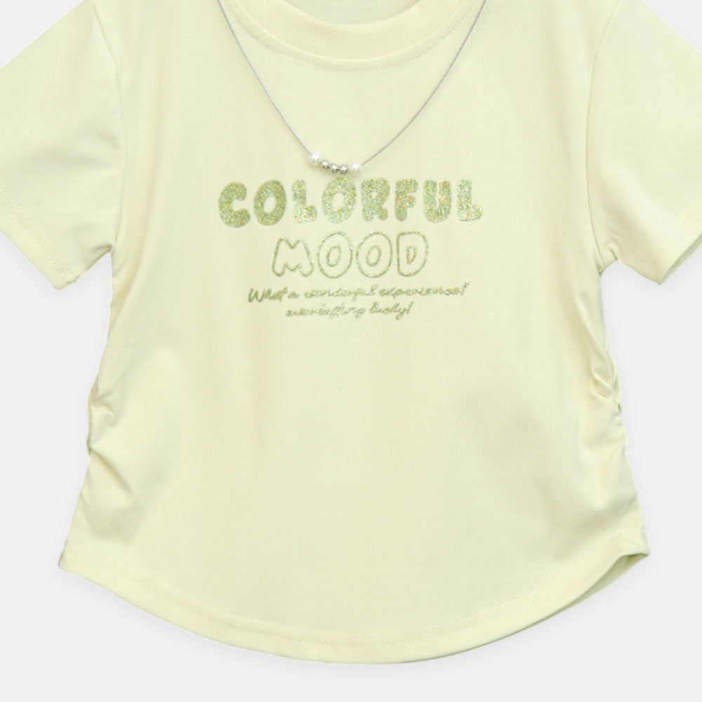 Girls Lemon Colorful Mood Glitter Tee