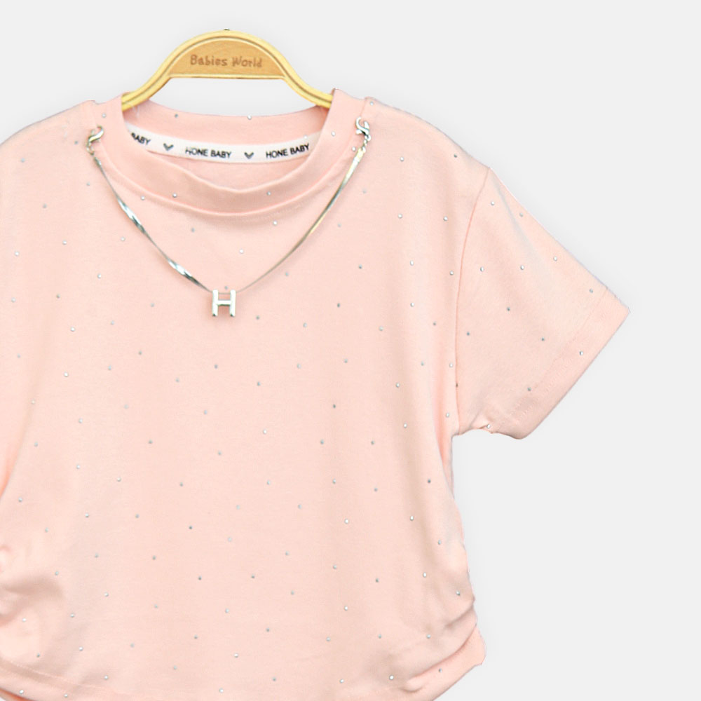 Girls Peach Midnight Sparkle Starlet Tee