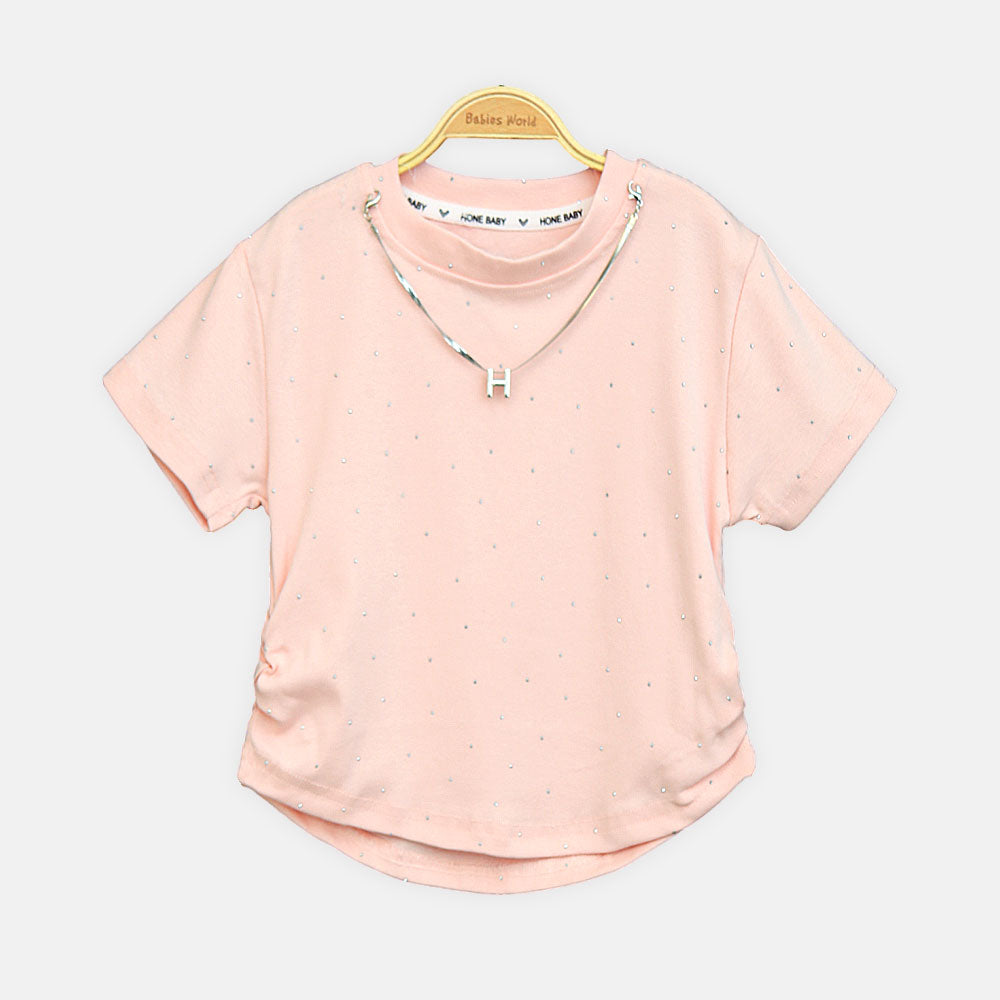 Girls Peach Midnight Sparkle Starlet Tee