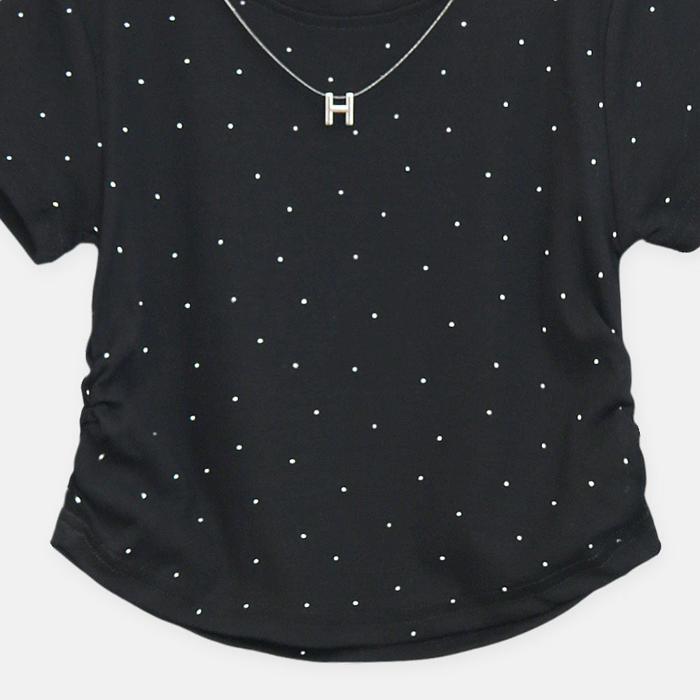 Girls Black Midnight Sparkle Starlet Tee