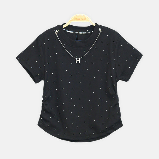 Girls Black Midnight Sparkle Starlet Tee
