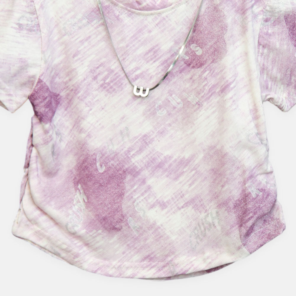Girls Lavender Marble Print Accessory Tee