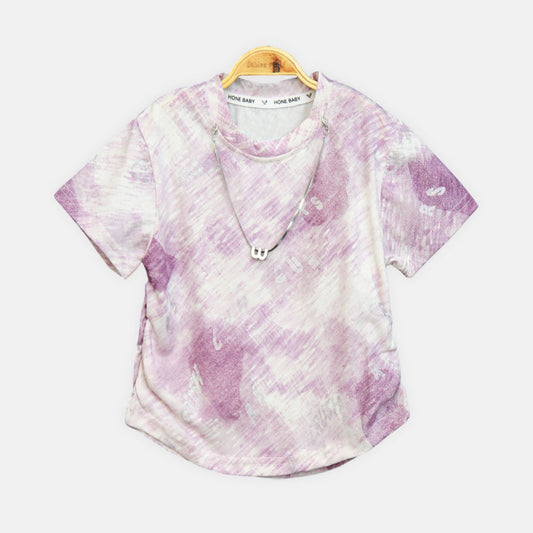 Girls Lavender Marble Print Accessory Tee