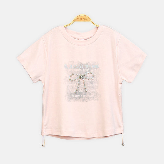 Girls Peach Urban Pearl Graphic Tee