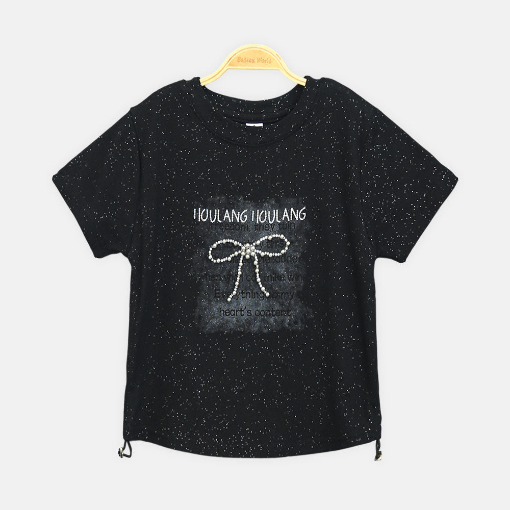Girls Black Urban Pearl Graphic Tee