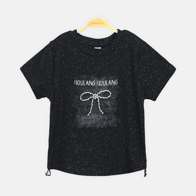 Girls Black Urban Pearl Graphic Tee