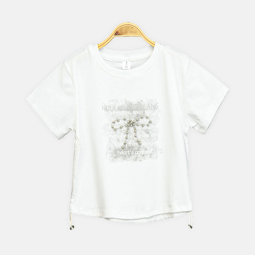 Girls White Urban Pearl Graphic Tee