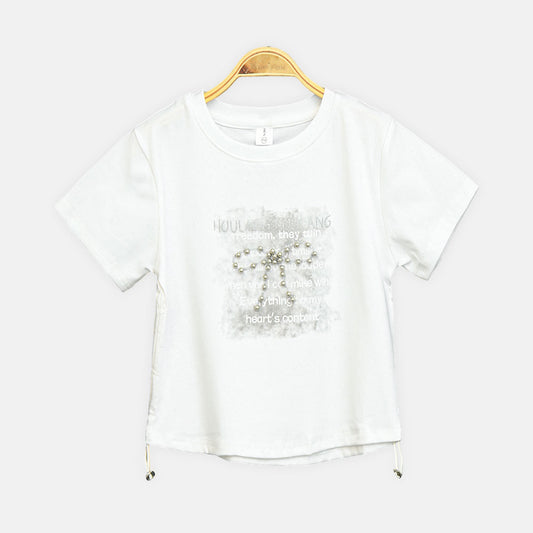 Girls White Urban Pearl Graphic Tee