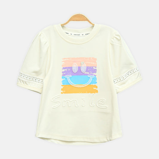 Cream Smile Stripe Tee