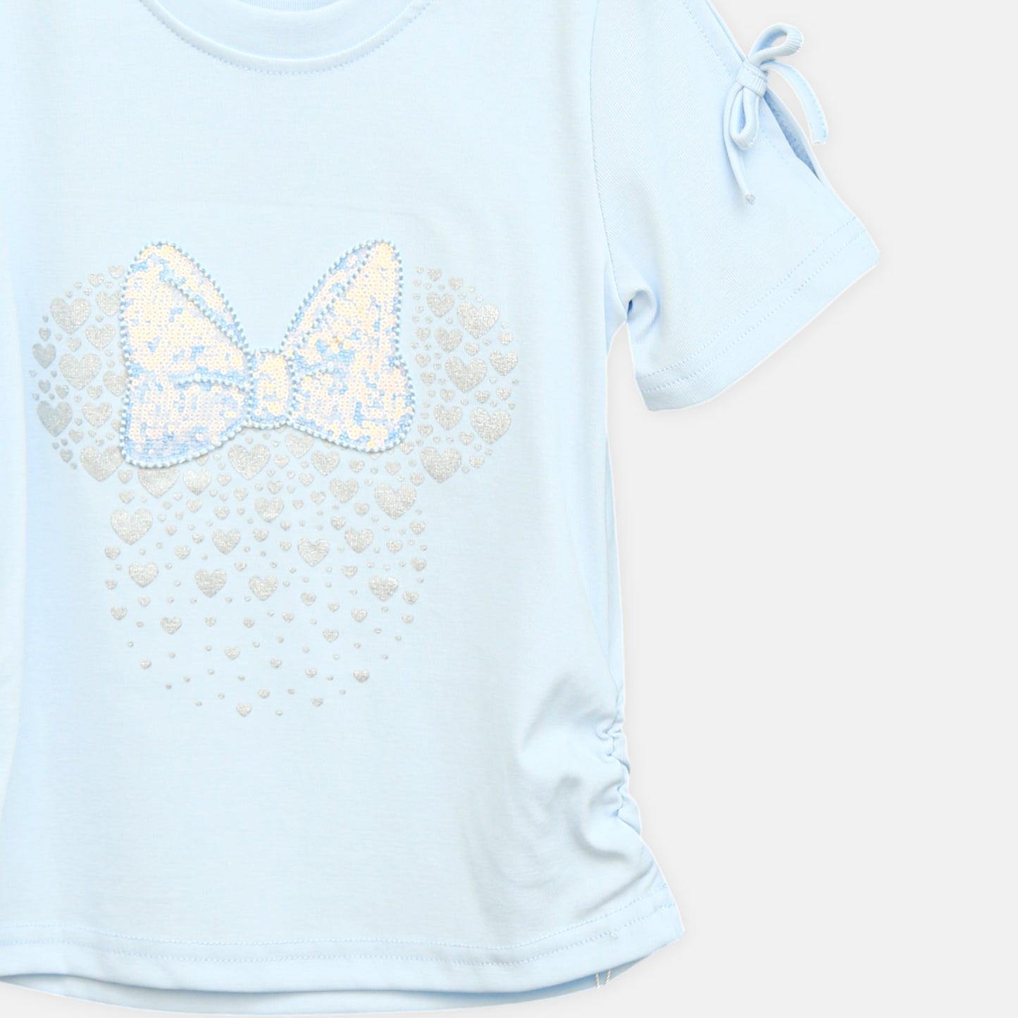 Sky Blue Sequin Bow Top