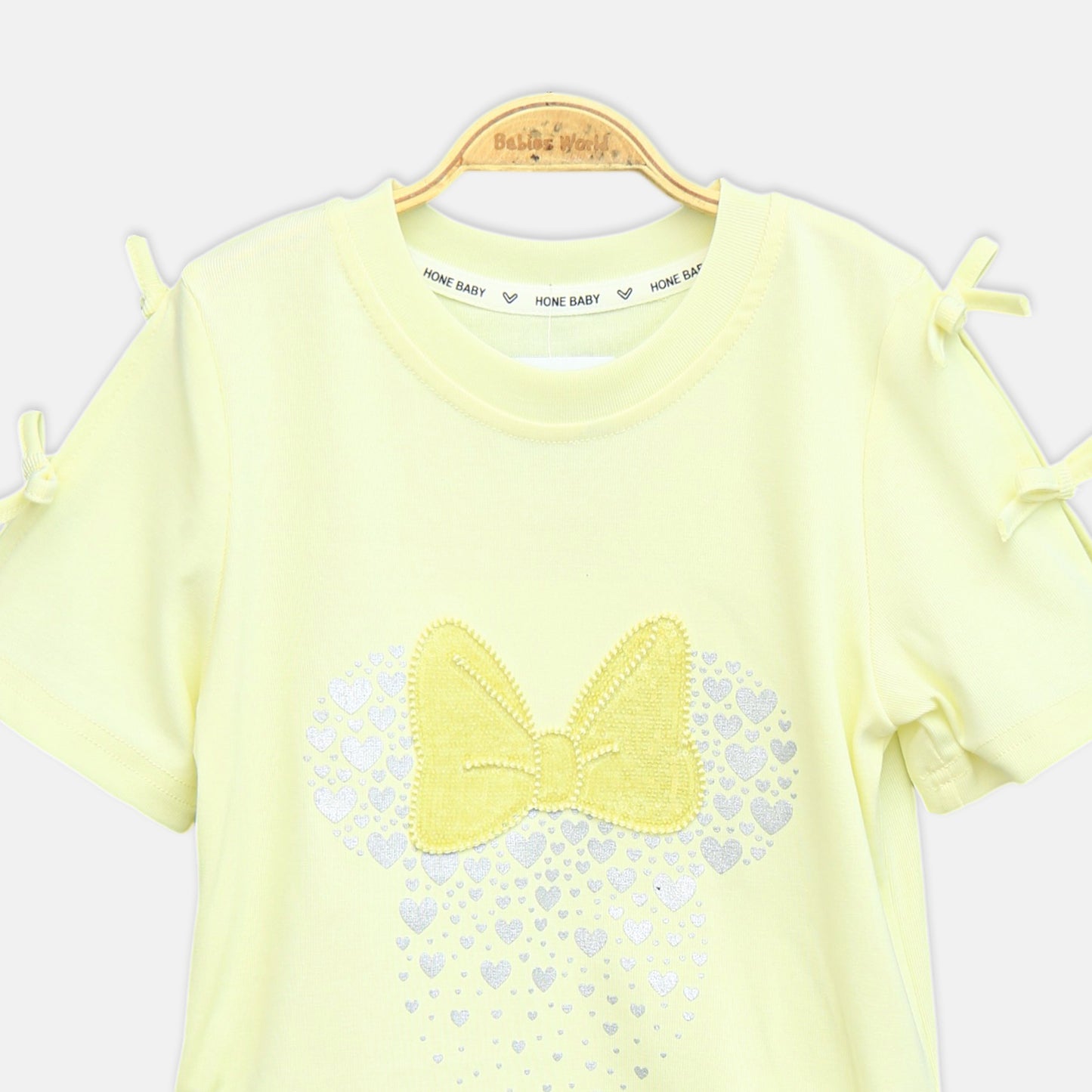 Heart Bow Accent Tee Yellow
