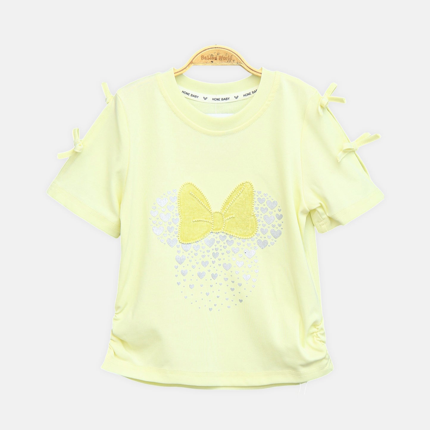 Heart Bow Accent Tee Yellow