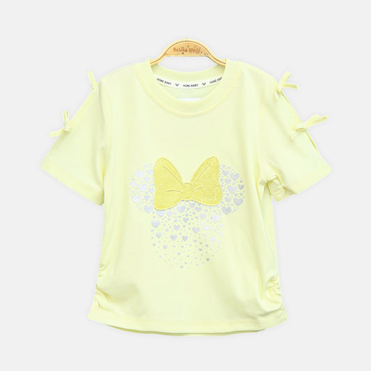 Heart Bow Accent Tee Yellow
