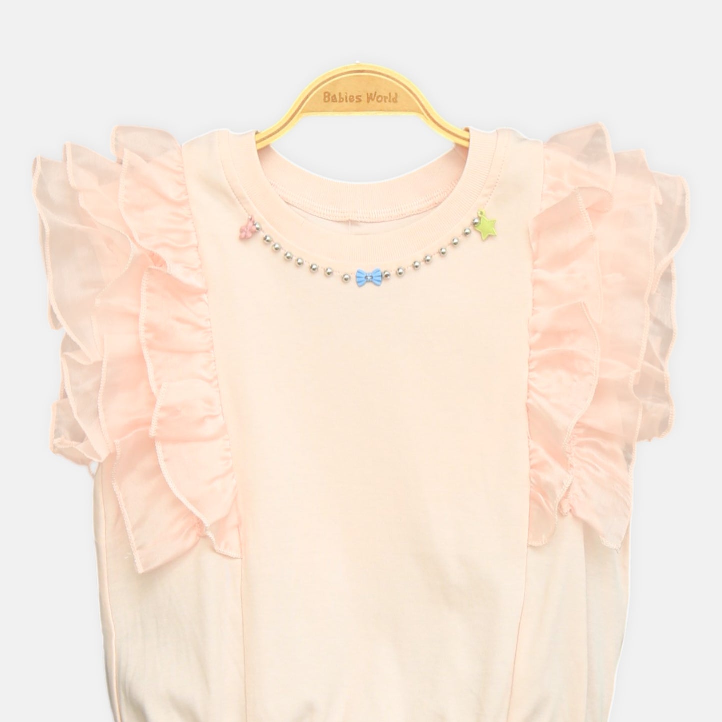 Peach Sheer Ruffle Top