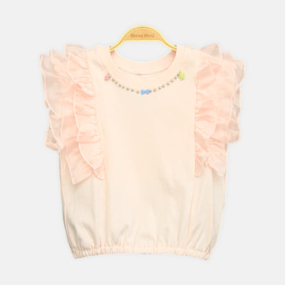 Peach Sheer Ruffle Top