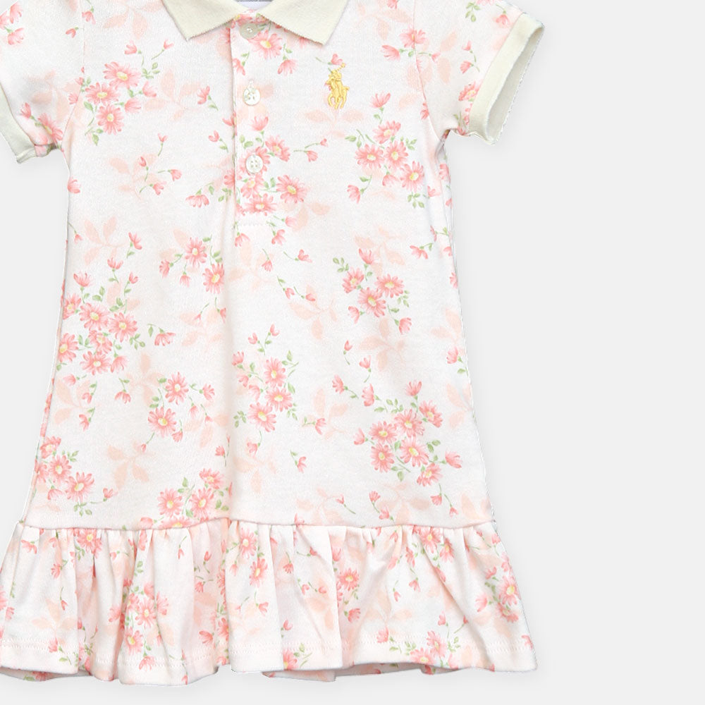 Girl Khaki Floral Polo Top
