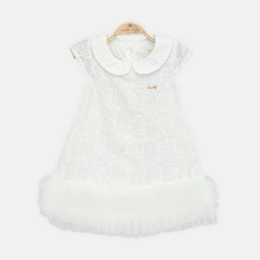 White Heart Embroidered Top