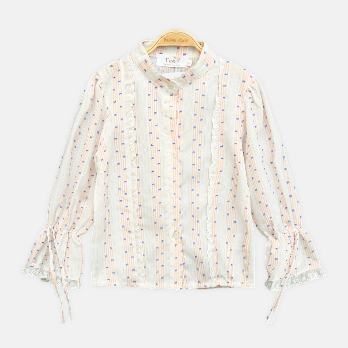 Lace-Accented Stripe Top