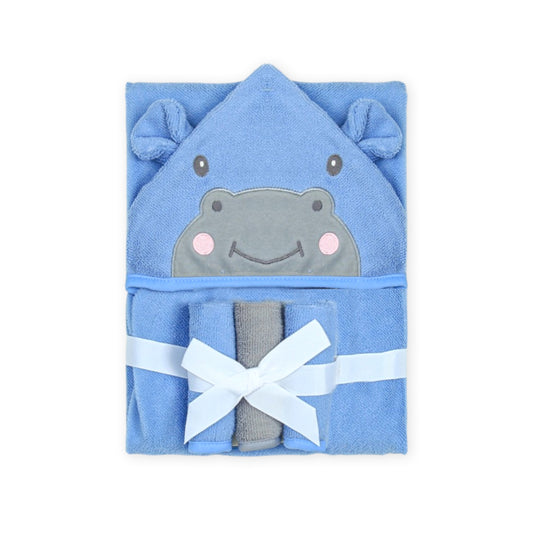 BATH TOWEL & 3 FACE TOWELS HAPPY HIPPO SPLASH SET