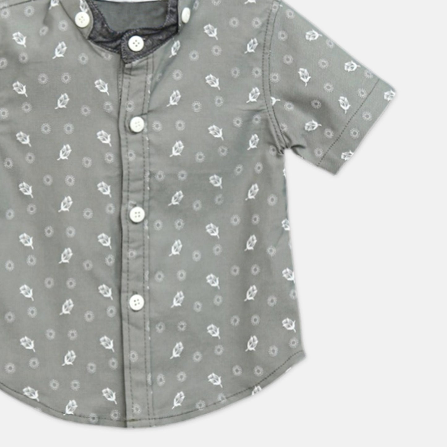 Grey Floral Mandarin Shirt